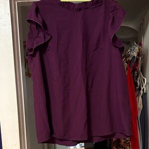 SHEIN Ruffled Sleeve Purple Blouse
